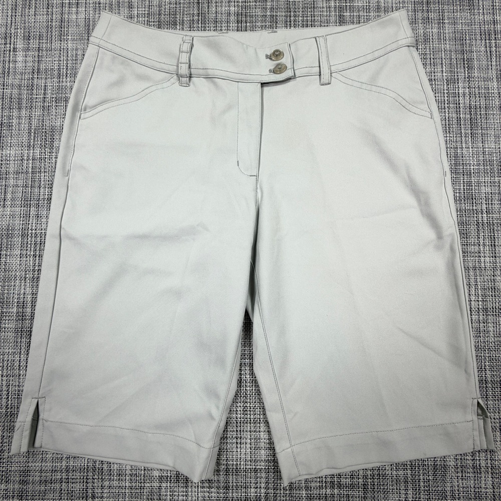Callaway Women Gray Opti-Dri Bermuda Golf Shorts Polyester Performance Size 4